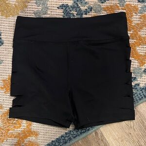 Forever 21 Black High-Waist Bike Shorts with Side Slit Details